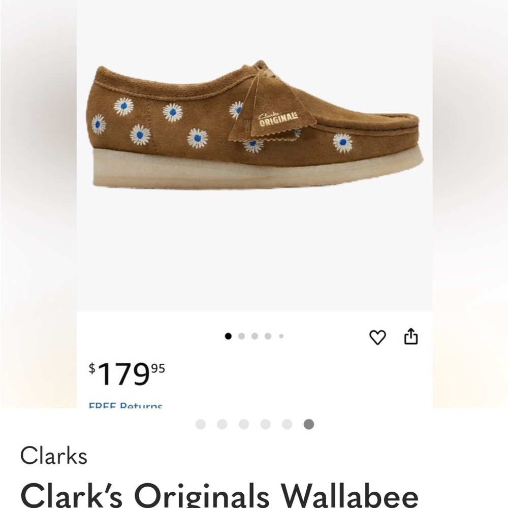 Clark’s Originals Wallabee Embroidered Daisies Size 7